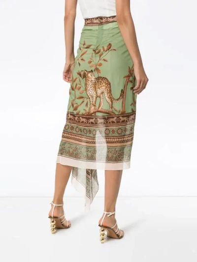 Shop Johanna Ortiz Magnitude Leopard Print Wrap Skirt In Green  Multicolour