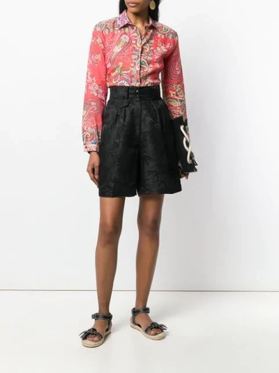 Shop Etro Crumpled Effect Shorts In Black