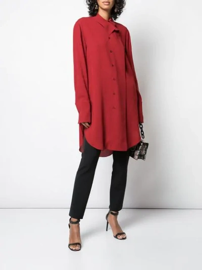 Shop Oscar De La Renta Long Length Shirt In Red