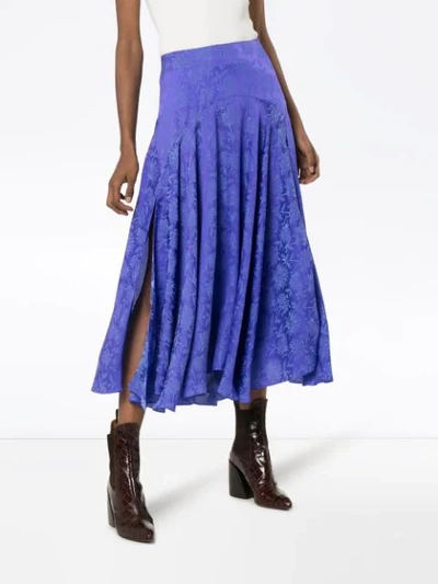 Shop Chloé Silk Jacquard Midi Skirt In Purple
