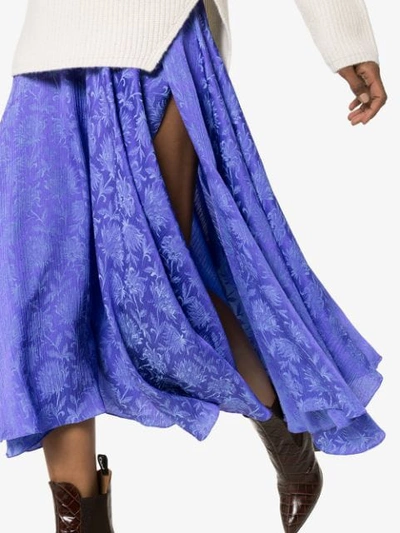 Shop Chloé Silk Jacquard Midi Skirt In Purple