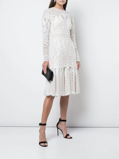 Shop Tadashi Shoji Floral Lace Midi Dress In White