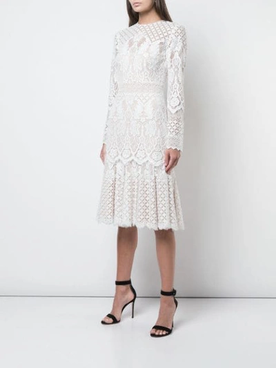 Shop Tadashi Shoji Floral Lace Midi Dress In White