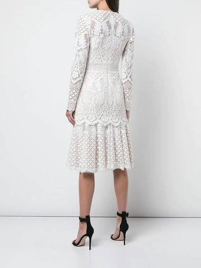 Shop Tadashi Shoji Floral Lace Midi Dress In White