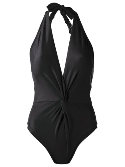 Shop Martha Medeiros Halterneck Swimsuit In Black