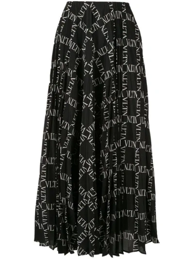 Shop Valentino Vltn Print Skirt In Black