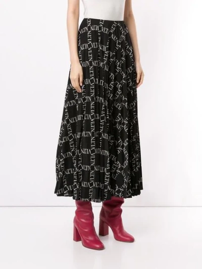 Shop Valentino Vltn Print Skirt In Black