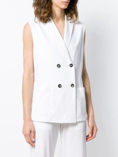 Shop Lamberto Losani Button Waistcoat In White