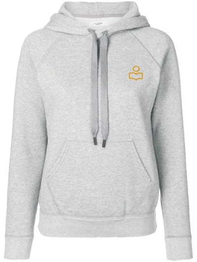 Shop Isabel Marant Étoile Embroidered Logo Hoodie In Grey
