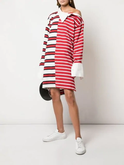 MONSE STRIPED SHIRT JERSEY DRESS - 红色