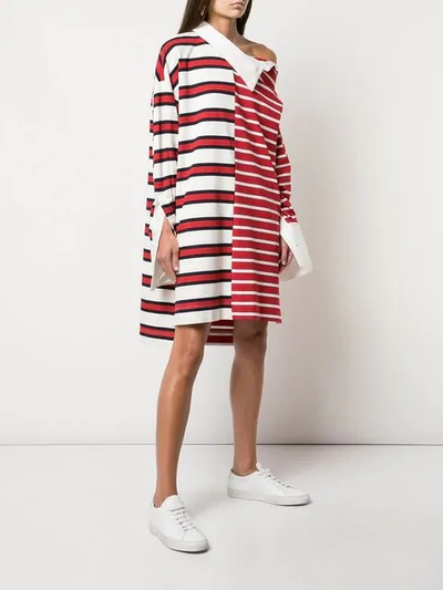 Shop Monse Striped Shift Rugby Dress In Red