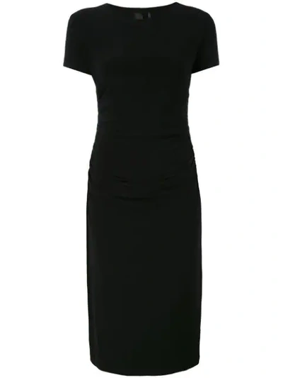 Shop Norma Kamali Fitted Midi Dress In Black