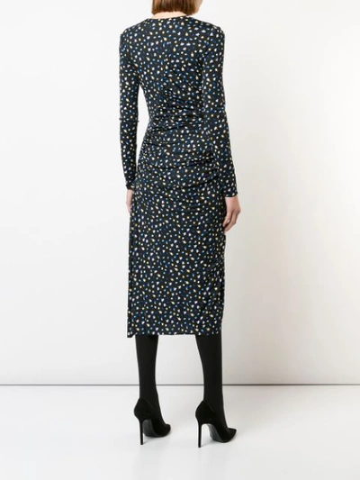 Shop Jason Wu Floral Print Ruched Detail Dress In Black Multi
