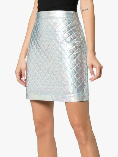 Shop Balmain Quilted Mini Skirt In Metallic