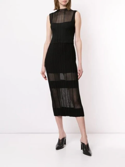 Shop Dion Lee Opacity Pleated Top In Black