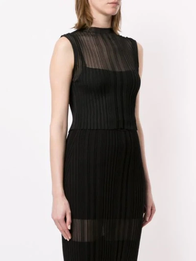 Shop Dion Lee Opacity Pleated Top In Black