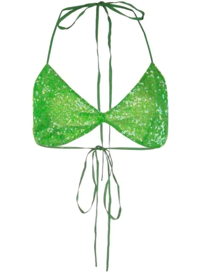 Shop Ashish Sequin String Bikini Top In Green