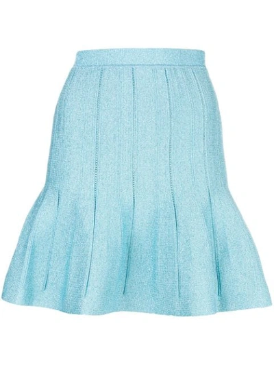 Shop Alberta Ferretti Fitted Flared Skirt In Blue