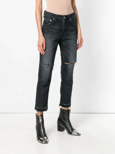 Shop Sacai Distressed Skinny Jeans In Black