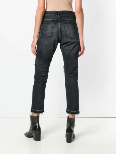 Shop Sacai Distressed Skinny Jeans In Black