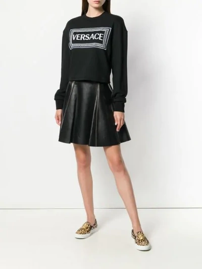 Shop Versace Vintage 90s Logo Print Sweatshirt In Black