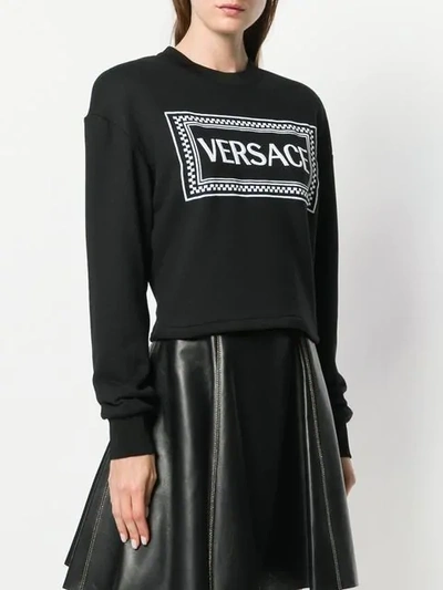 Shop Versace Vintage 90s Logo Print Sweatshirt In Black