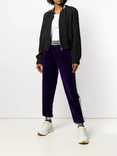 Shop Dolce & Gabbana Velvet Jogging Trousers - Purple