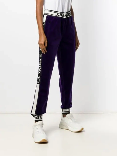Shop Dolce & Gabbana Velvet Jogging Trousers - Purple