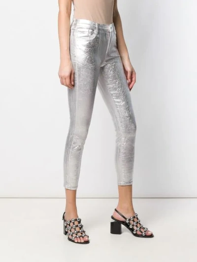 Shop J Brand Metallic Skinny-fit Trousers In Silver