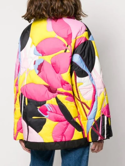 Shop Moncler Floral-print Puffer Jacket In Pink