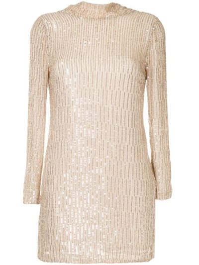 Shop Rachel Gilbert Low Back Beaded Dress - Neutrals