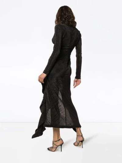 Shop Galvan Taja Pleated Asymmetric Dress In Black