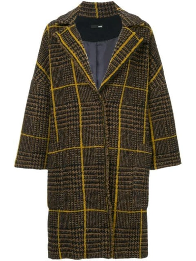 Shop Frei Ea Checked Single Breasted Coat In Brown