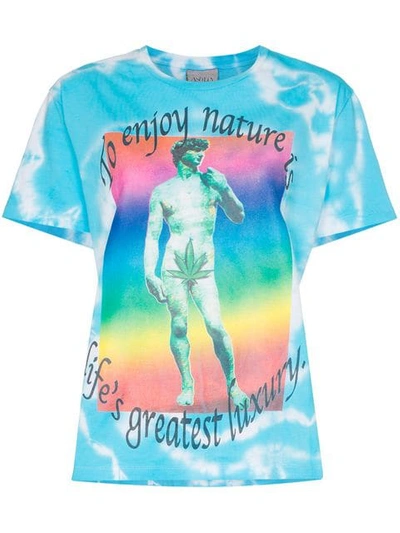 ASHLEY WILLIAMS TIE-DYE GRAPHIC PRINT SHORT-SLEEVED COTTON T-SHIRT - 蓝色