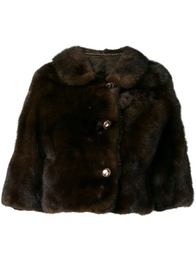 Pre-owned A.n.g.e.l.o. Vintage Cult 1960's Cropped Fur Jacket In Brown