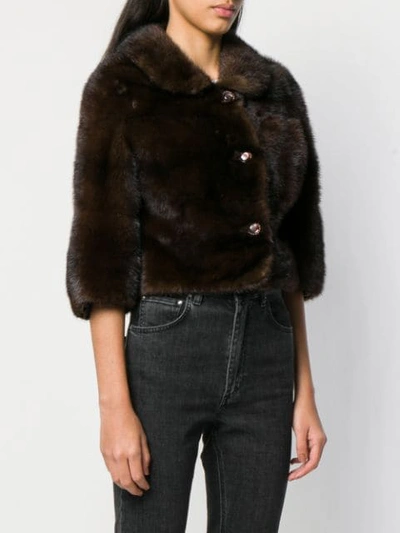 Pre-owned A.n.g.e.l.o. Vintage Cult 1960's Cropped Fur Jacket In Brown