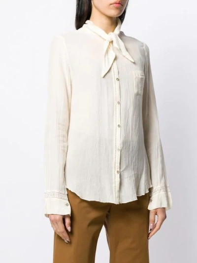Shop Forte Forte Tie Neck Button-up Shirt In White