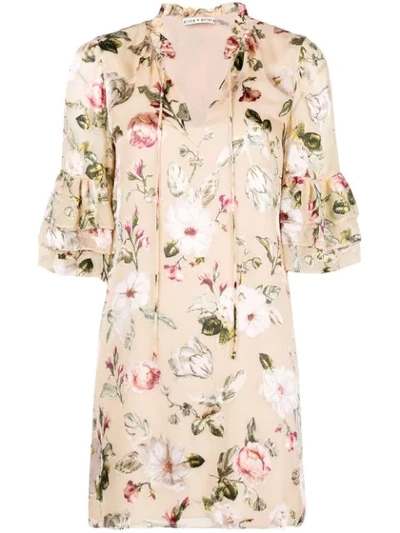 Shop Alice And Olivia Alice+olivia Floral Print Tunic - Neutrals