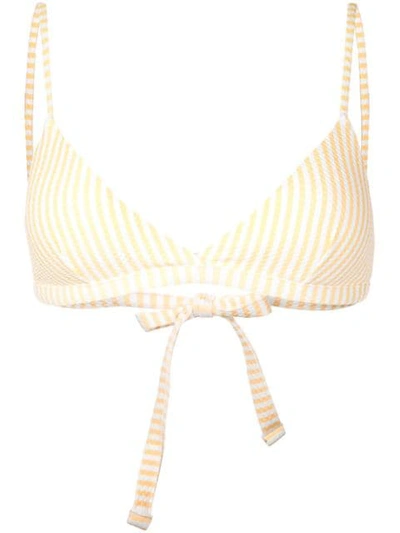 Shop Asceno Striped Bikini Top In Yellow