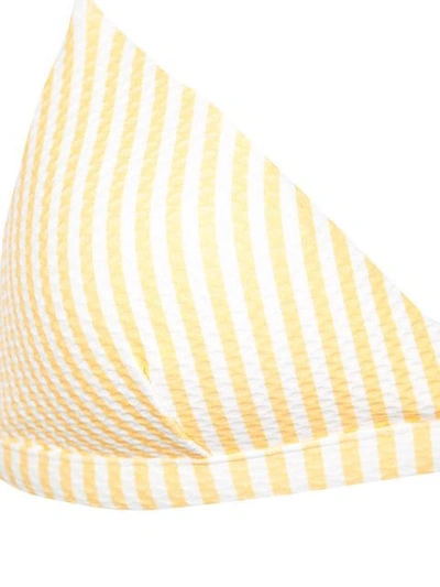 Shop Asceno Striped Bikini Top In Yellow