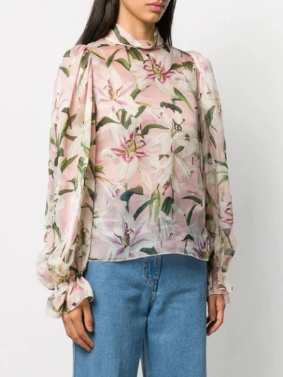 Shop Dolce & Gabbana Floral Print Blouse In Pink