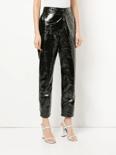 Shop Georgia Alice Naughty High-rise Cropped Vinyl Trousers In Black