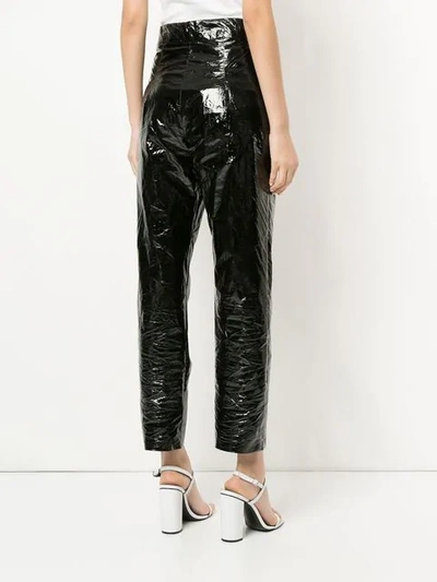 Shop Georgia Alice Naughty High-rise Cropped Vinyl Trousers In Black