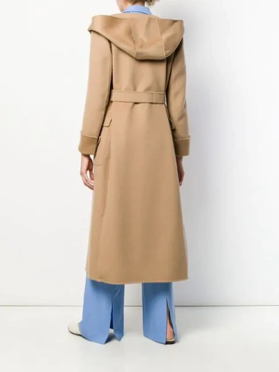 MAX MARA HOODED ROBE COAT - 棕色