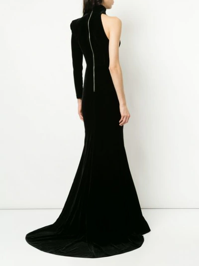 Shop Alex Perry Harlyn Velvet One Sleeve Gown - Black