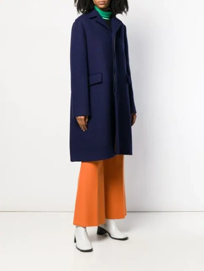 Shop Marni Concealed Front Coat In Blue