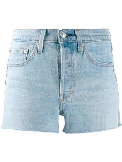 Shop Levi's Logo Trim Denim Shorts In Blue