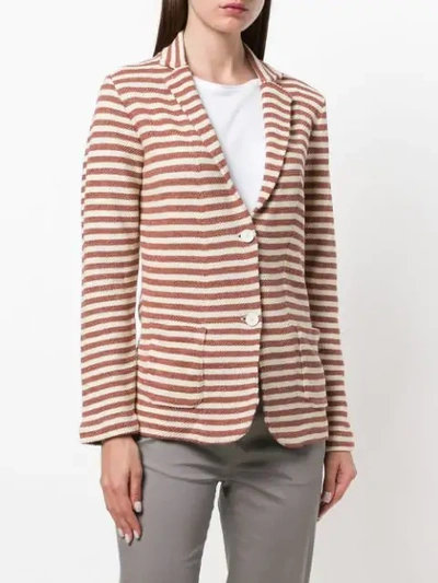 Shop Eleventy Striped Blazer In Brown
