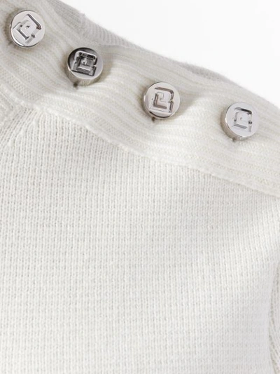Shop Rabanne Shoulder Button Sweater In White