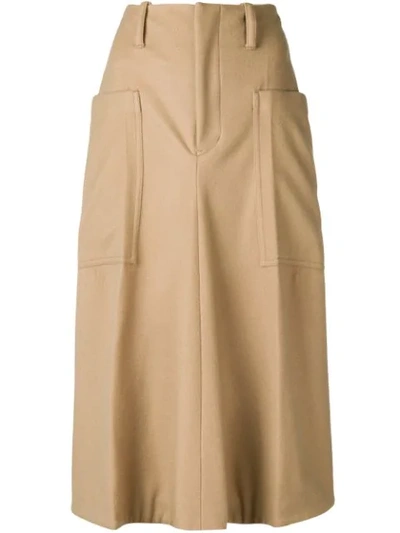 Shop Y's Flared Midi Skirt In Brown